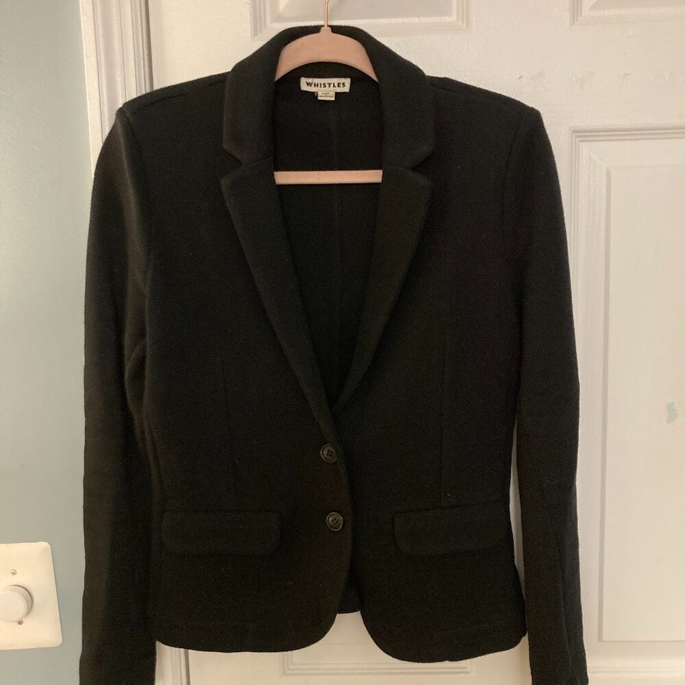 Whistles Black Rib Knit Blazer Size 2